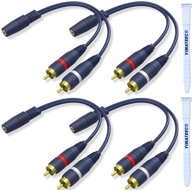 Main image of 3.5mm to RCA Splitter, RCA Y Cable 3.5mm Female to 2 RCA Male Stereo Audio Cable AUX Adapter Connection for Subwoofer, Speaker, AMP, Turntable, Home Theater(3.5 mm Cinch Cables, 4Pcs)