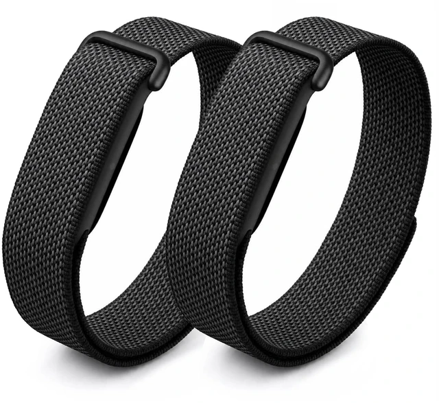 Main image of 2 Pack Nylon Band for Google Fitbit Air (Black) Nylon Adjustable Replacement Strap Metal Buckle,Stretchy Elastic Sport Strap, Wristband for Women and Men