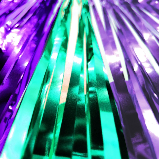 Alt view image 3 of 4 - Teal Purple Tinsel Foil Fringe Curtains - Under The Sea Baby Shower Birthday Photo Backdrops Wedding Summer Beach Pool Party Decor Photo Booth Props Backdrops Decorations, 2PC