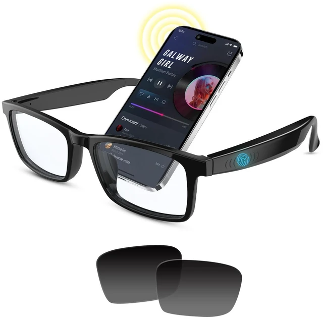 Main image of Bluetooth Smart Glasses for Men Women, Audio Glasses with Speakers Extra UV400 Polarized Lenses, Hands-Free Calls, Touch & Voice Control, 5H Playtime, Smart Sunglasses for Working,Travelling