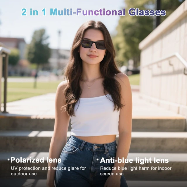 Alt view image 4 of 7 - Bluetooth Smart Glasses for Men Women, Audio Glasses with Speakers Extra UV400 Polarized Lenses, Hands-Free Calls, Touch & Voice Control, 5H Playtime, Smart Sunglasses for Working,Travelling