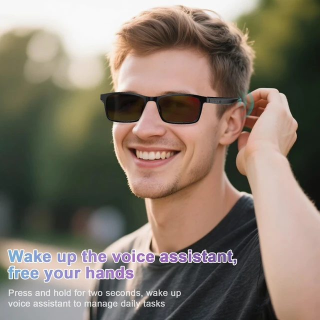 Alt view image 5 of 7 - Bluetooth Smart Glasses for Men Women, Audio Glasses with Speakers Extra UV400 Polarized Lenses, Hands-Free Calls, Touch & Voice Control, 5H Playtime, Smart Sunglasses for Working,Travelling