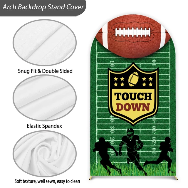 Alt view image 2 of 7 - American Football Arch Cover 7.2FT Double-Sided Spandex Fitted Birthday Party Arch Stand Covers Round Top Football Sports Field Arch Backdrop Cover for Birthday Baby Shower Sports Party Decor