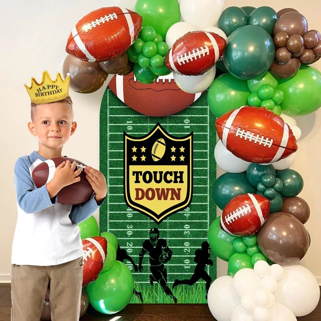 Alt view image 5 of 7 - American Football Arch Cover 7.2FT Double-Sided Spandex Fitted Birthday Party Arch Stand Covers Round Top Football Sports Field Arch Backdrop Cover for Birthday Baby Shower Sports Party Decor