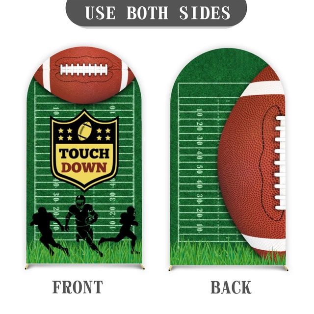 Alt view image 3 of 7 - American Football Arch Cover 7.2FT Double-Sided Spandex Fitted Birthday Party Arch Stand Covers Round Top Football Sports Field Arch Backdrop Cover for Birthday Baby Shower Sports Party Decor