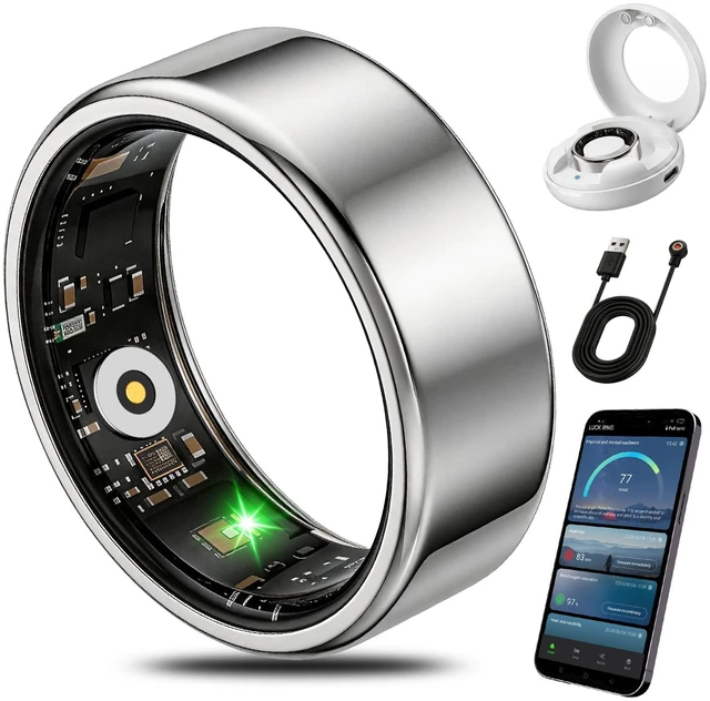 Main image of Smart Health Fitness Ring for Women & Men, Activity Tracker with Step Counter, Sleep Monitor & Stress Tracking, Waterproof, Compatible with Android & iOS, No Subscription Fee