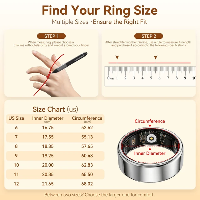 Alt view image 2 of 7 - Smart Health Fitness Ring for Women & Men, Activity Tracker with Step Counter, Sleep Monitor & Stress Tracking, Waterproof, Compatible with Android & iOS, No Subscription Fee