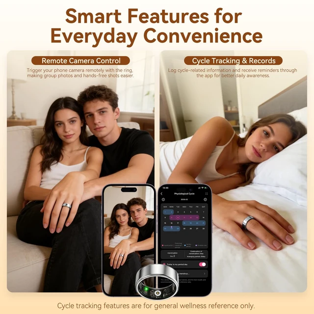 Alt view image 6 of 7 - Smart Health Fitness Ring for Women & Men, Activity Tracker with Step Counter, Sleep Monitor & Stress Tracking, Waterproof, Compatible with Android & iOS, No Subscription Fee