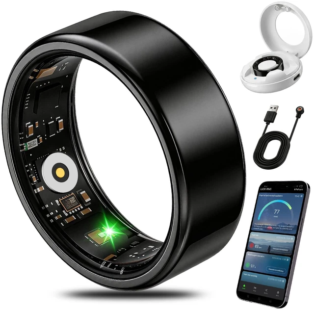 Main image of Smart Health Fitness Ring for Women & Men, Activity Tracker with Step Counter, Sleep Monitor & Stress Tracking, Waterproof, Compatible with Android & iOS, No Subscription Fee