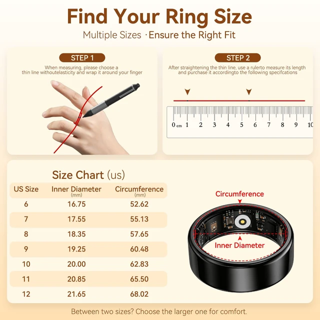 Alt view image 2 of 7 - Smart Health Fitness Ring for Women & Men, Activity Tracker with Step Counter, Sleep Monitor & Stress Tracking, Waterproof, Compatible with Android & iOS, No Subscription Fee