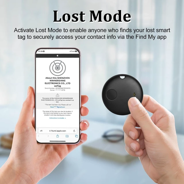 Alt view image 7 of 7 - Smart tag-4 Pack Bluetooth Tracker Work with Apple Find My (iOS Only).Item Finder for Keys, Wallet,Backpack, Luggage (4P Black)