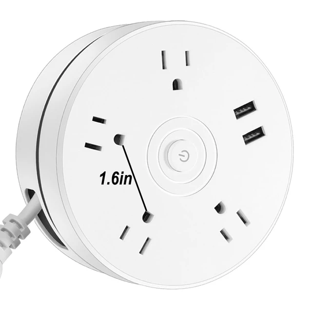 Alt view image 6 of 7 - Retractable Power Strip with 6ft Extension Cord, 4 Outlets + 2 USB Ports - Portable for Travel, Home, and Office (White)
