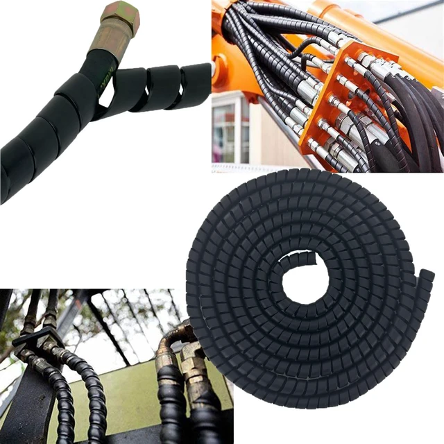 Alt view image 3 of 6 - Spiral Wrap Cable Protector 1.25in OD x 10ft Pre-Cut Lengths Safe Hose Protector to Avoid Wear Extend Life for Hydraulic Pneumatic Hose (Black 1.25" OD 10FT Length)