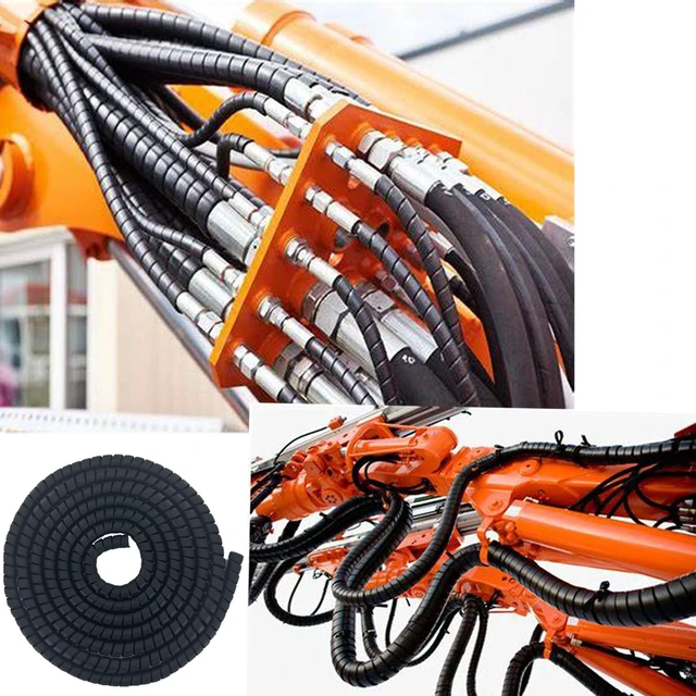 Alt view image 4 of 6 - Spiral Wrap Cable Protector 1.25in OD x 10ft Pre-Cut Lengths Safe Hose Protector to Avoid Wear Extend Life for Hydraulic Pneumatic Hose (Black 1.25" OD 10FT Length)