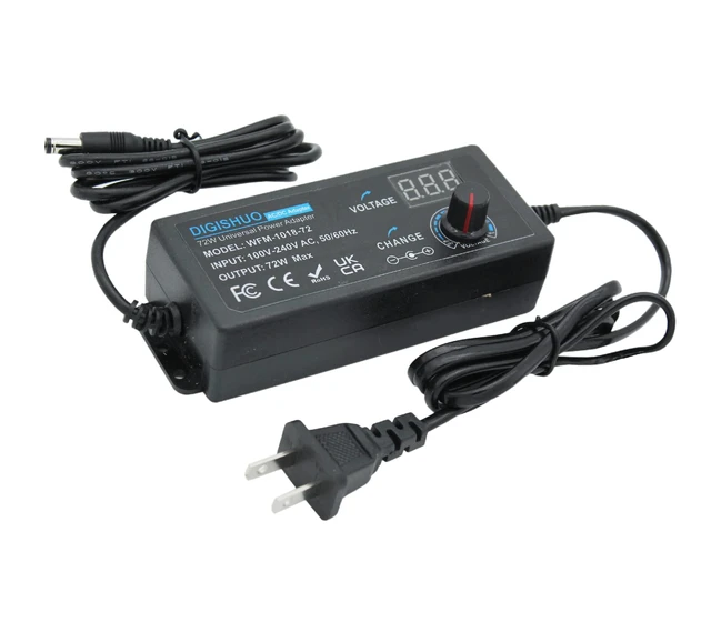 Alt view image 2 of 6 - 72W 24V 3A Adjustable Power Supply with LED Display 3-24V Variable Output, 8 Interchangeable Tips, Universal AC Input 100-240V, Home/Office Use