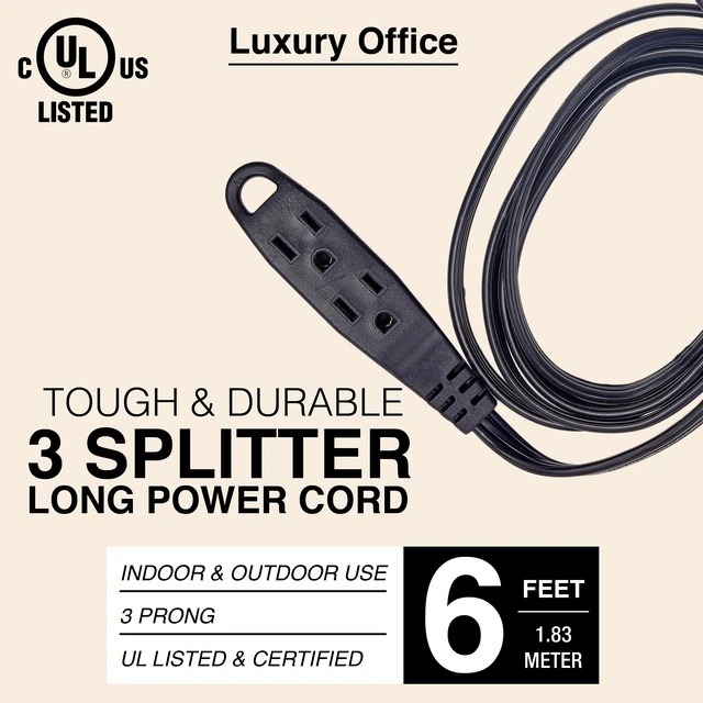 Alt view image 2 of 6 - 3 Way Power Splitter and 6' Extension Cord, 3 Pack Angled Plug (1, 6 Foot)