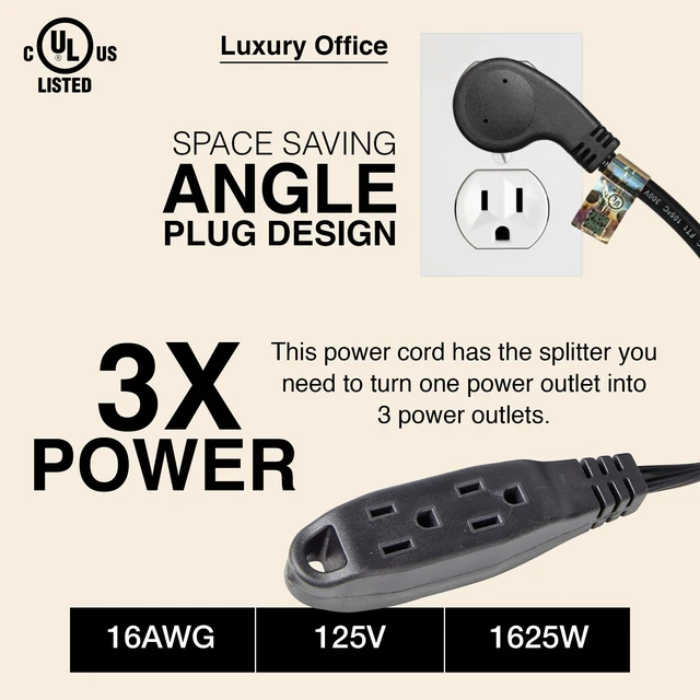 Alt view image 3 of 6 - 3 Way Power Splitter and 6' Extension Cord, 3 Pack Angled Plug (1, 6 Foot)