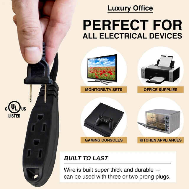Alt view image 4 of 6 - 3 Way Power Splitter and 6' Extension Cord, 3 Pack Angled Plug (1, 6 Foot)
