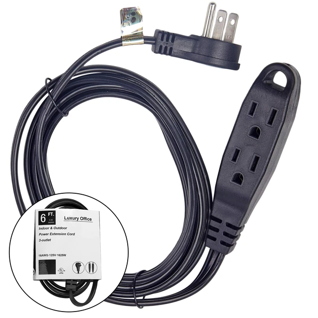 Alt view image 6 of 6 - 3 Way Power Splitter and 6' Extension Cord, 3 Pack Angled Plug (1, 6 Foot)