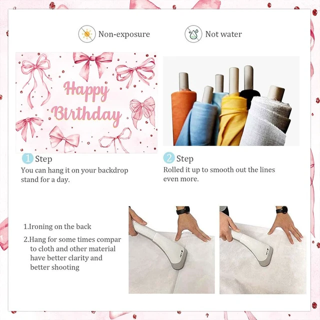 Alt view image 7 of 7 - Pink Bow Happy Birthday Backdrop Coquette Birthday Party Photography Background for Girls Women Cute Bachelorette Party Baby Shower Decoration Banner (82x59 inch (7x5FT))