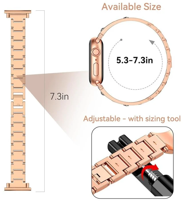Alt view image 3 of 6 - Bands Compatible with Fitpolo AR-01 Smartwatch Band for Women, Metal Jewelry Sparkly Diamond Thin Replacement Compatible for aeac AR-01 Smartwatch