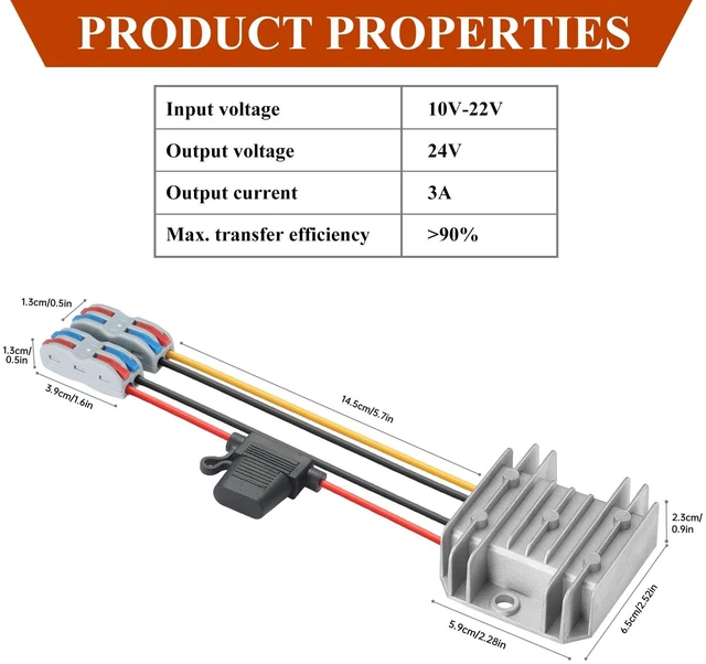Alt view image 6 of 7 - 10-22V to 24V 3A 72W DC-DC Boost Converter, Waterproof & Shockproof Voltage Step-Up Power Supply, Dustproof for Solar Panel, Truck, RV, Marine, Off-Grid System