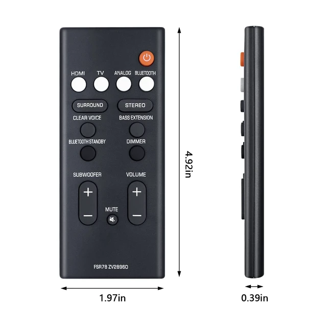 Alt view image 5 of 6 - Soundbar Remote Control Replacement FSR78 ZV28960 for Yamaha Soundbar ATS-1070 YAS-106 YAS-207 YAS-107 YAS-108 YAS-207BL YAS-CU207 Home Audio Speaker Bluetooth (CR2032/CR2025 Battery) No Battery