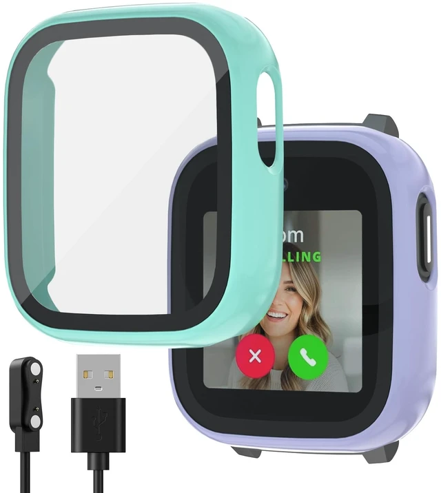 Main image of 2 Pack Screen Protector Compatible with Cosmo Jr Track 5 Bumper Case with Scratch-Resistant Tempered Glass, Smartwatch Accessories