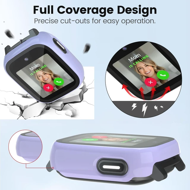 Alt view image 4 of 7 - 2 Pack Screen Protector Compatible with Cosmo Jr Track 5 Bumper Case with Scratch-Resistant Tempered Glass, Smartwatch Accessories
