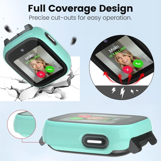 Alt view image 4 of 7 - 2 Pack Screen Protector Compatible with Cosmo Jr Track 5 Bumper Case with Scratch-Resistant Tempered Glass, Smartwatch Accessories