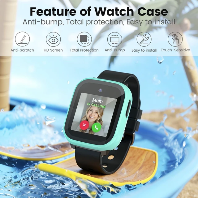 Alt view image 5 of 7 - 2 Pack Screen Protector Compatible with Cosmo Jr Track 5 Bumper Case with Scratch-Resistant Tempered Glass, Smartwatch Accessories