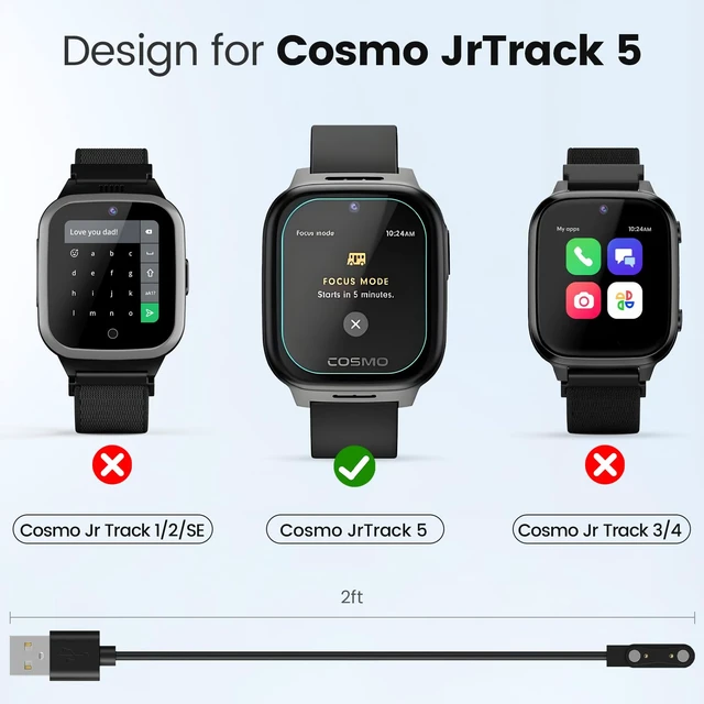 Alt view image 2 of 7 - 2 Pack Screen Protector Compatible with Cosmo Jr Track 5 Bumper Case with Scratch-Resistant Tempered Glass, Smartwatch Accessories