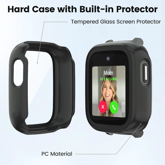 Alt view image 3 of 7 - 2 Pack Screen Protector Compatible with Cosmo Jr Track 5 Bumper Case with Scratch-Resistant Tempered Glass, Smartwatch Accessories