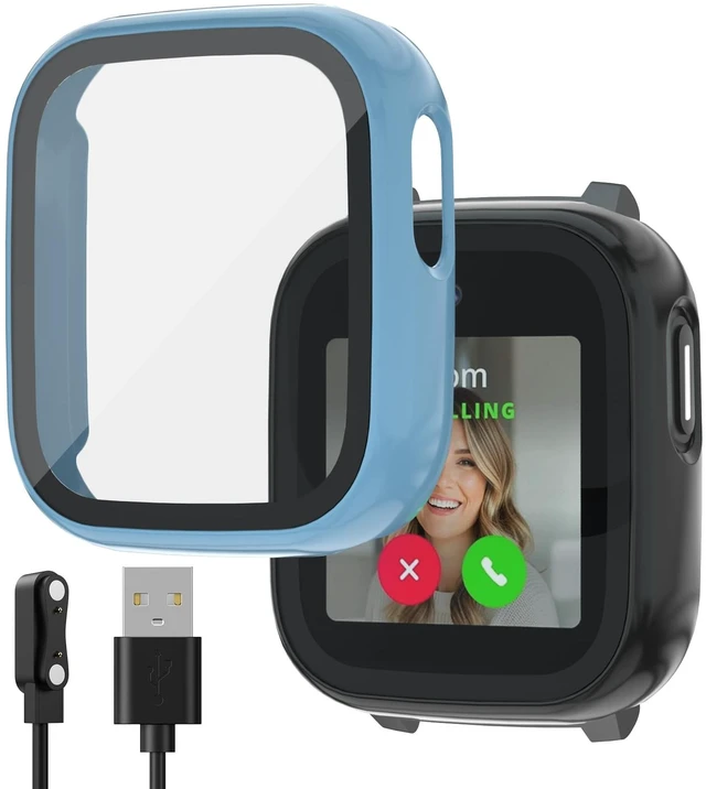 Main image of 2 Pack Screen Protector Compatible with Cosmo Jr Track 5 Bumper Case with Scratch-Resistant Tempered Glass, Smartwatch Accessories