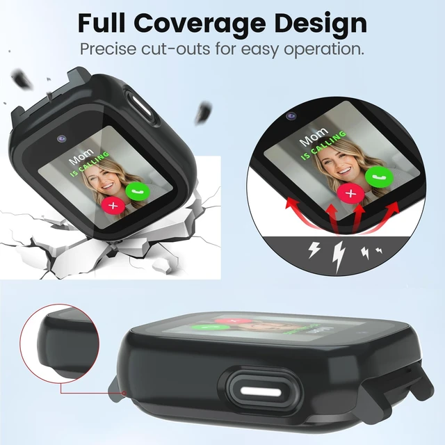 Alt view image 4 of 7 - 2 Pack Screen Protector Compatible with Cosmo Jr Track 5 Bumper Case with Scratch-Resistant Tempered Glass, Smartwatch Accessories