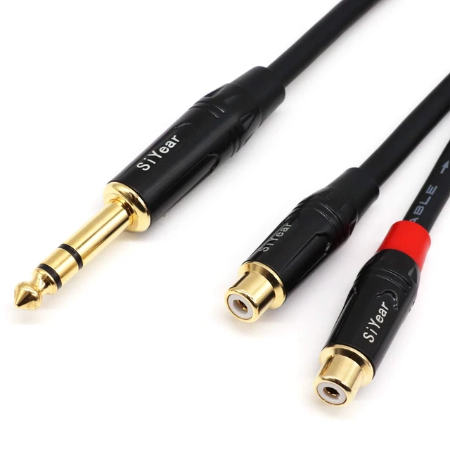 Alt view image 3 of 7 - Dual RCA to 1/4" Cable6.35mm (1/4 inch) Male Stereo to 2RCA Female Y Splitter Adapter Cable5Feet