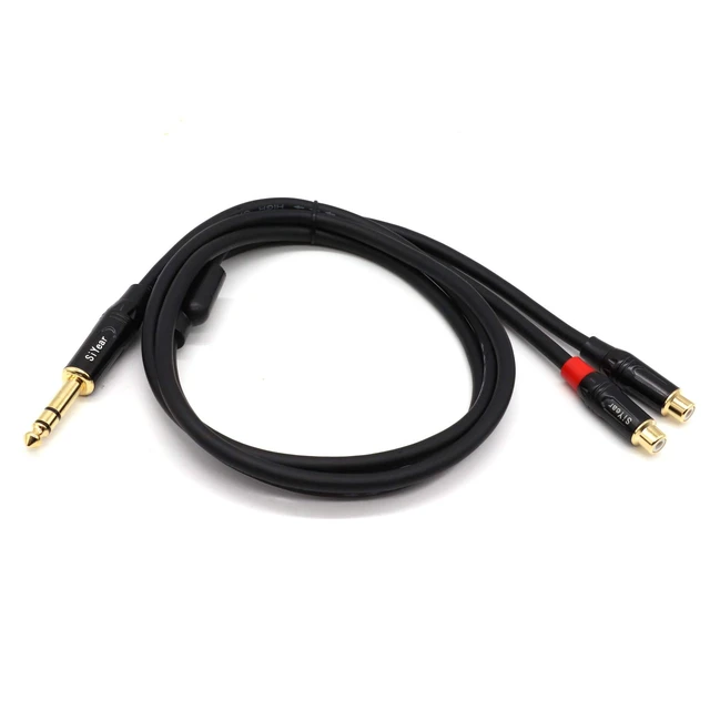 Alt view image 7 of 7 - Dual RCA to 1/4" Cable6.35mm (1/4 inch) Male Stereo to 2RCA Female Y Splitter Adapter Cable5Feet