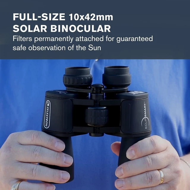 Alt view image 2 of 6 - EclipSmart Safe Solar Eclipse Binoculars Full-Size 10x42 ISO 12312-2 Compliant, Sun & Eclipse Binoculars, View the Sun, Eclipses & Sunspots, Multi-coated, Full Size 42mm Lenses