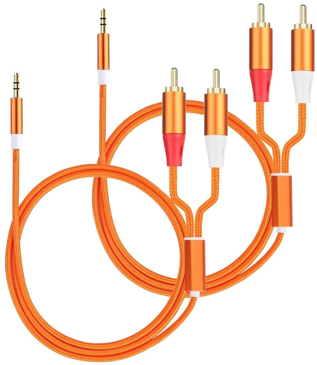 Main image of 3.5mm to RCA Cable,2 RCA to 3.5mm AUX Cable for HiFi Systems, Speakers, MP3 Players, TVs, Computers, Smartphone, Home Theaters, Tablets, Amplifiers, Sound Bars, etc. 16.5ft/2 Pack