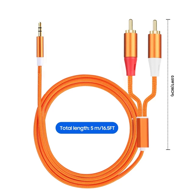 Alt view image 5 of 7 - 3.5mm to RCA Cable,2 RCA to 3.5mm AUX Cable for HiFi Systems, Speakers, MP3 Players, TVs, Computers, Smartphone, Home Theaters, Tablets, Amplifiers, Sound Bars, etc. 16.5ft/2 Pack
