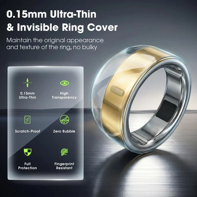 Alt view image 2 of 7 - Ultra-Thin Clear Cover for Oura Ring Gen 4/4 Ceramic/Gen 3, Invisible Anti-Scratch Protective Film, Slim Smart Ring Protector Skin Accessories for Men Women (10Pack, Size 6/7/8)