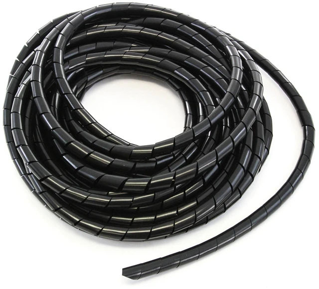 Main image of 33FT PE 9/16 Inches (14 mm) Black Polyethylene Spiral Wire Wrap Tube PC Manage Cable for Car Computer Cable