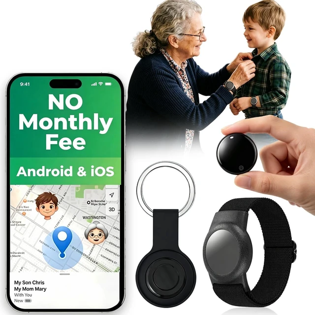 Main image of GPS Tracker for Kids, Real-Time GPS Tracking Device for Kids, Works with iOS Find My & Android Find Hub, No Monthly Fee & No SIM Card, Wearable Wristband and Keychain Design, Lightweight