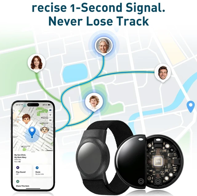 Alt view image 4 of 7 - GPS Tracker for Kids, Real-Time GPS Tracking Device for Kids, Works with iOS Find My & Android Find Hub, No Monthly Fee & No SIM Card, Wearable Wristband and Keychain Design, Lightweight