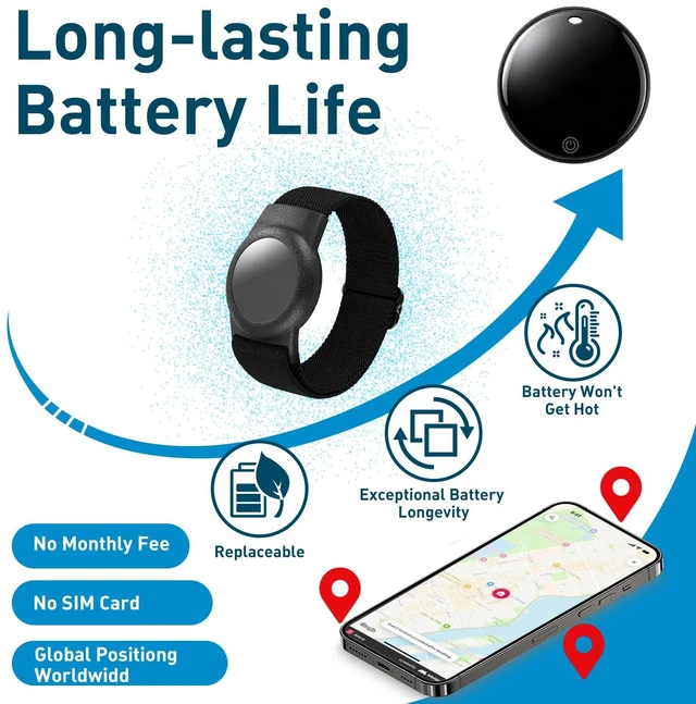 Alt view image 5 of 7 - GPS Tracker for Kids, Real-Time GPS Tracking Device for Kids, Works with iOS Find My & Android Find Hub, No Monthly Fee & No SIM Card, Wearable Wristband and Keychain Design, Lightweight