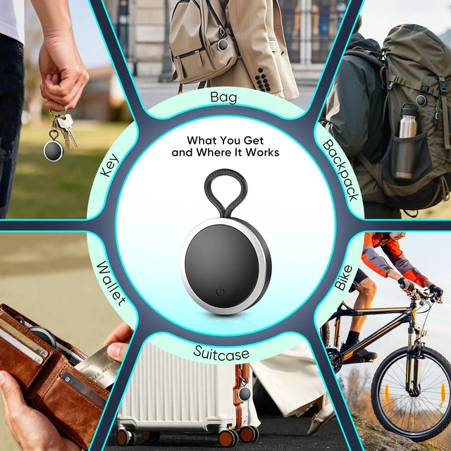 Alt view image 3 of 7 - 4-Pack Tracker Tags Item Finder for Apple Find My, MFi Certified, iOS Only Hooks Included, IP67 Waterproof Bluetooth Item Finders for Keys, Wallets, Luggage and Backpacks; 4-Pack in Black