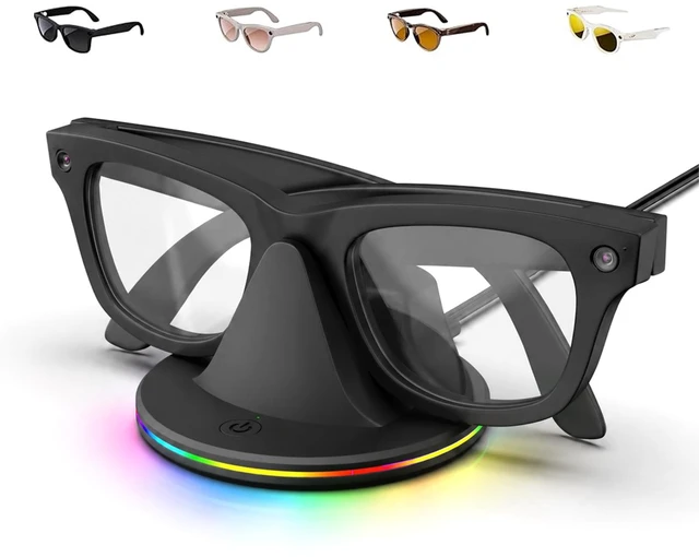Main image of Charging Dock for Ray-Ban Meta & Oakley Meta HSTN Smart Glasses 7-color RGB ambient light separate LED indicator USB-C fast charging slim design for bedroom office and travel use