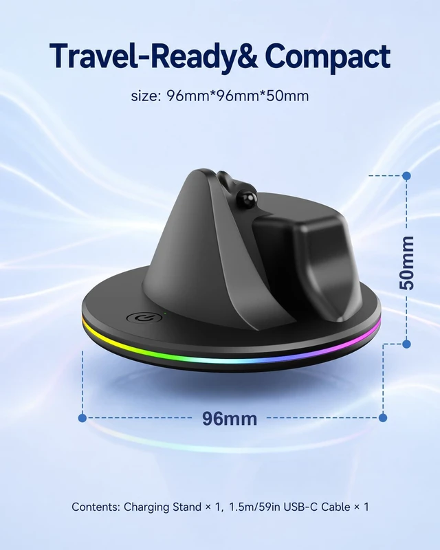Alt view image 4 of 7 - Charging Dock for Ray-Ban Meta & Oakley Meta HSTN Smart Glasses 7-color RGB ambient light separate LED indicator USB-C fast charging slim design for bedroom office and travel use