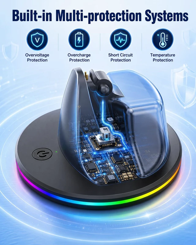 Alt view image 5 of 7 - Charging Dock for Ray-Ban Meta & Oakley Meta HSTN Smart Glasses 7-color RGB ambient light separate LED indicator USB-C fast charging slim design for bedroom office and travel use