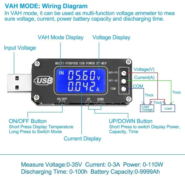 Alt view image 3 of 7 - DC-DC CNC USB Step Up/Down Power Supply Regulator Module 3.5V-12V to 1.0V-24V 2-3W, Adjustable Boost Buck Voltage Converter Digital Display Voltmeter Ammeter Battery Capacity Tester